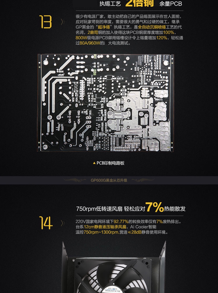 鑫谷gp600g黑金版电源 额定500w